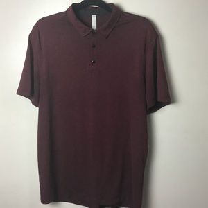 Lululemon mens dark red short sleeve polo shirt. Large